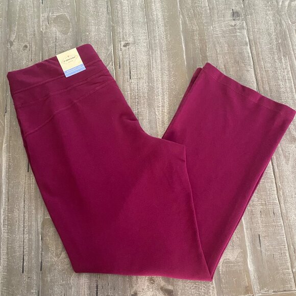 St. John's Bay Pants - St. John's Bay Active Pants Women's Large Rose Wine French Terry Straight Leg